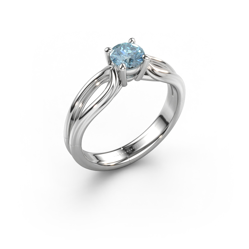 Image of Engagement ring Antonia  rnd 1 585 white gold Blue lab grown diamond 5 mm