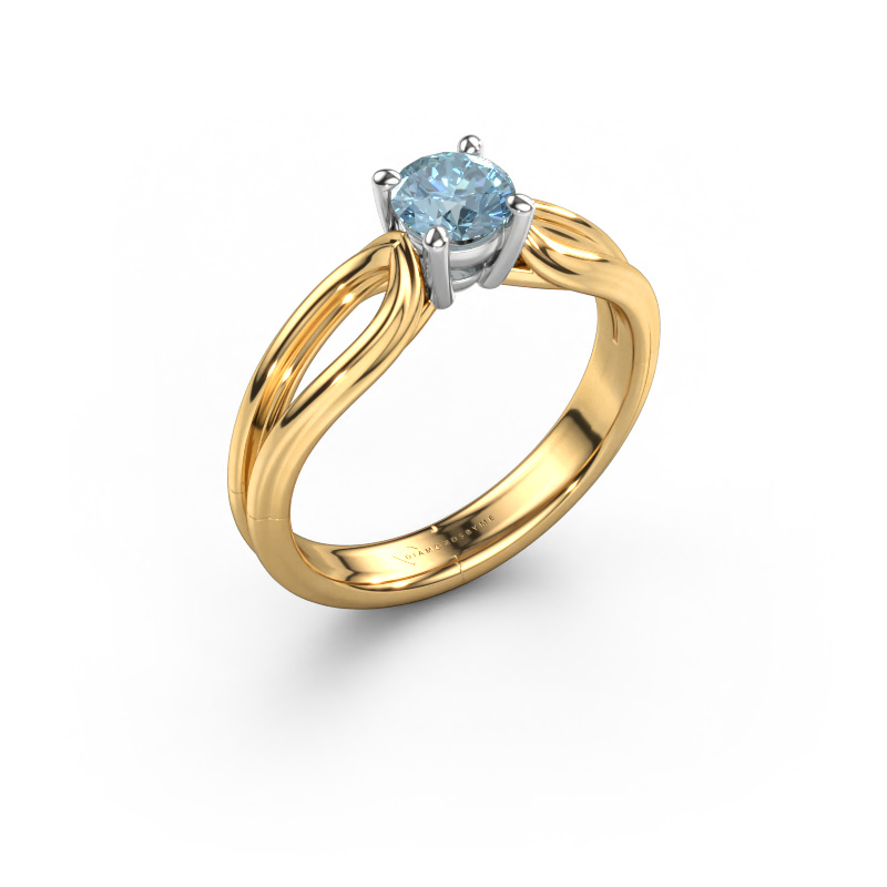 Image of Engagement ring Antonia  rnd 1 585 gold Blue lab grown diamond 5 mm