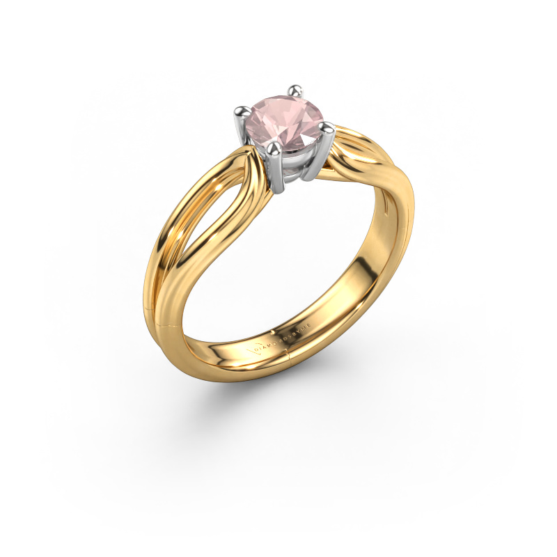 Image of Engagement ring Antonia  rnd 1 585 gold Morganite champagne 5 mm