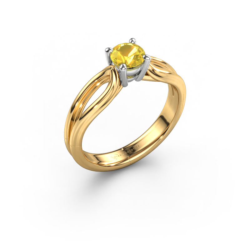 Bild von Verlobungsring Antonia  rnd 1 585 Gold Gelb Saphir 5 mm