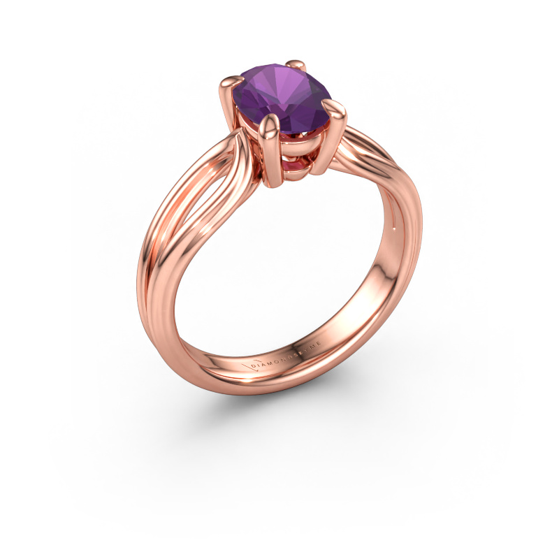 Immagine di Anello di fidanzamento Antonia ovl 1 585 oro rosa Ametista 8x6 mm