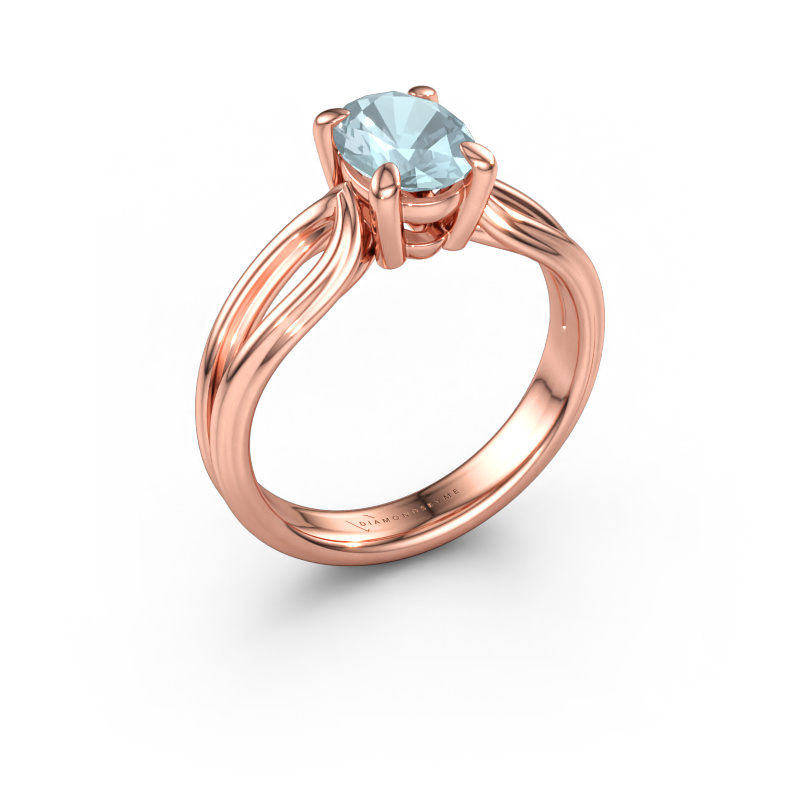 Bild av Förlovningsring Antonia ovl 1 585 roséguld Akvamarin 8x6 mm