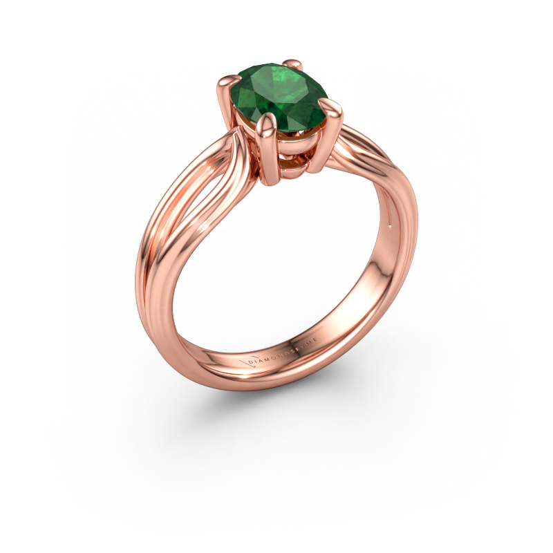 Bild av Förlovningsring Antonia ovl 1 585 roséguld Smaragd 8x6 mm