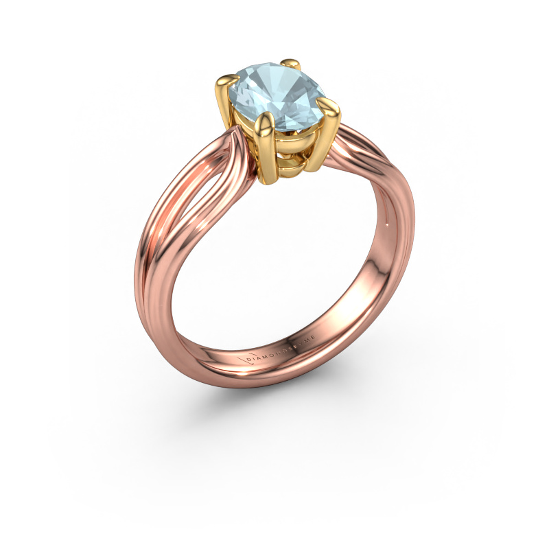 Image of Engagement ring Antonia ovl 1 585 rose gold Aquamarine 8x6 mm