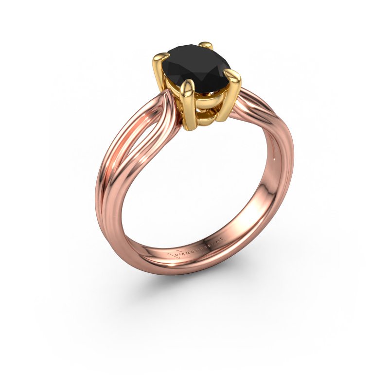 Image of Engagement ring Antonia ovl 1 585 rose gold Black diamond 1.40 crt