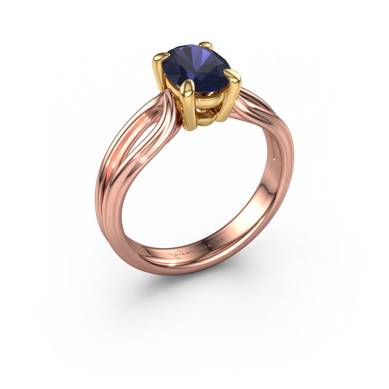 Bild von Verlobungsring Antonia ovl 1 585 Roségold Saphir 8x6 mm