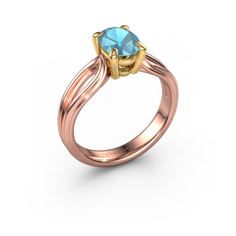 Image de Bague de fiançailles Antonia ovl 1 585 or rose Topaze bleue 8x6 mm