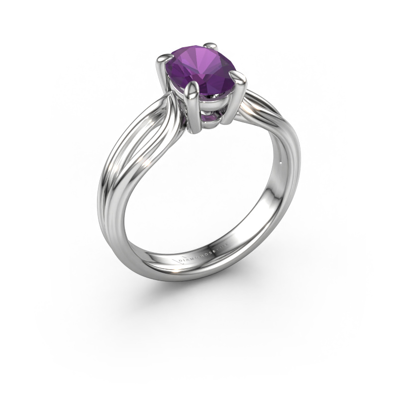 Image of Engagement ring Antonia ovl 1 950 platinum Amethyst 8x6 mm