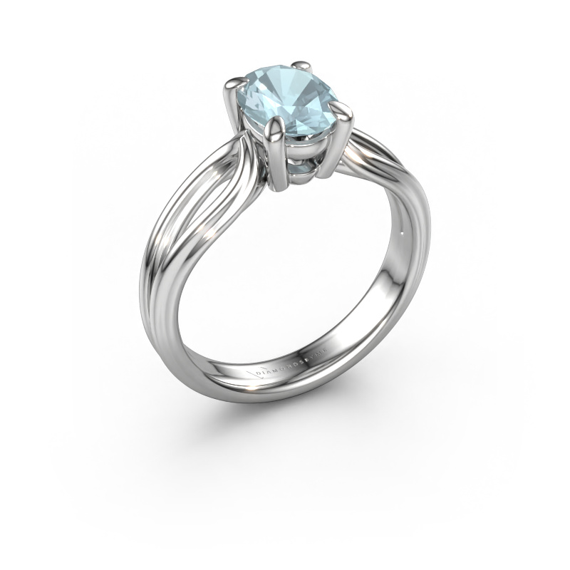 Image of Engagement ring Antonia ovl 1 950 platinum Aquamarine 8x6 mm