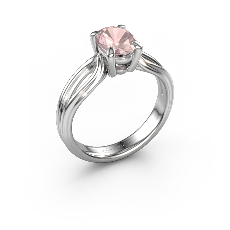 Image de Bague de fiançailles Antonia ovl 1 950 platine Champagne morganite 8x6 mm