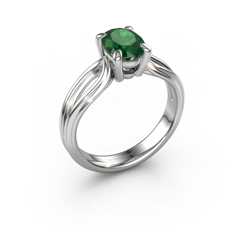 Image of Engagement ring Antonia ovl 1 950 platinum Emerald 8x6 mm