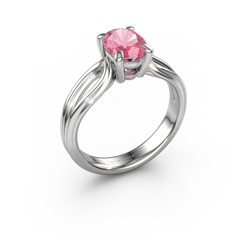 Image of Engagement ring Antonia ovl 1 950 platinum Pink sapphire 8x6 mm