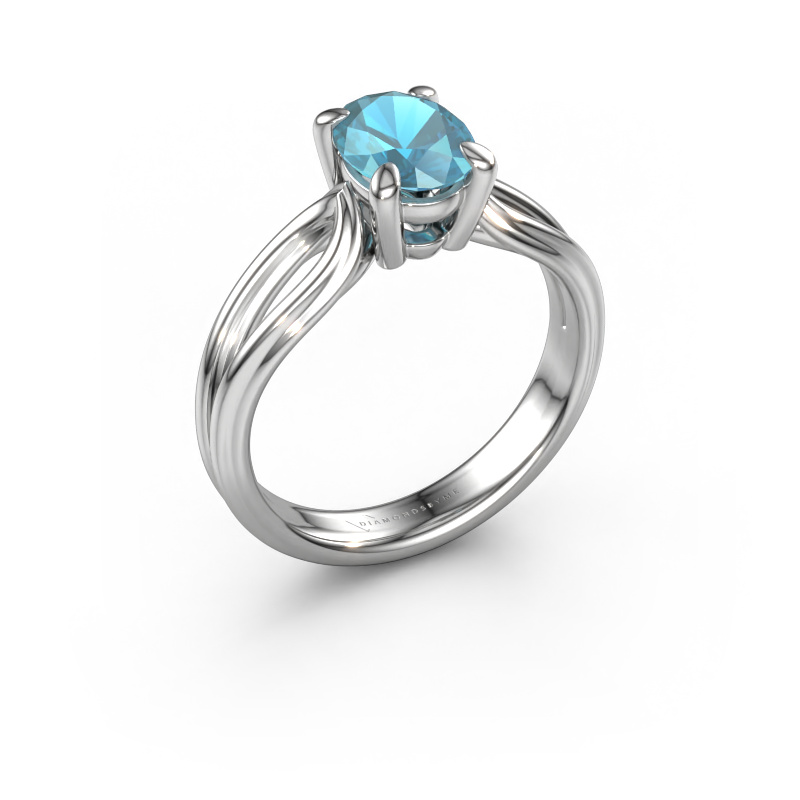 Bild von Verlobungsring Antonia ovl 1 950 Platin Blau Topas 8x6 mm