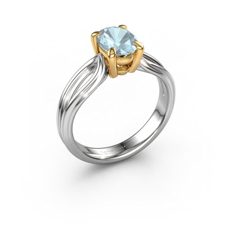 Image of Engagement ring Antonia ovl 1 585 white gold Aquamarine 8x6 mm