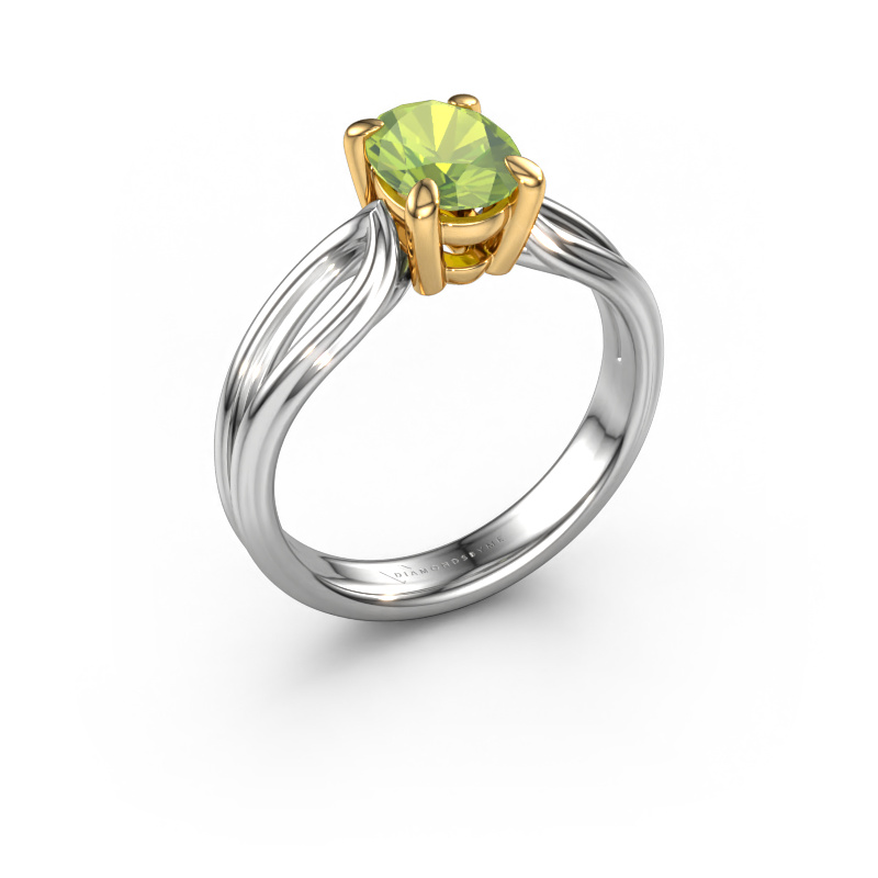Image of Engagement ring Antonia ovl 1 585 white gold Peridot 8x6 mm
