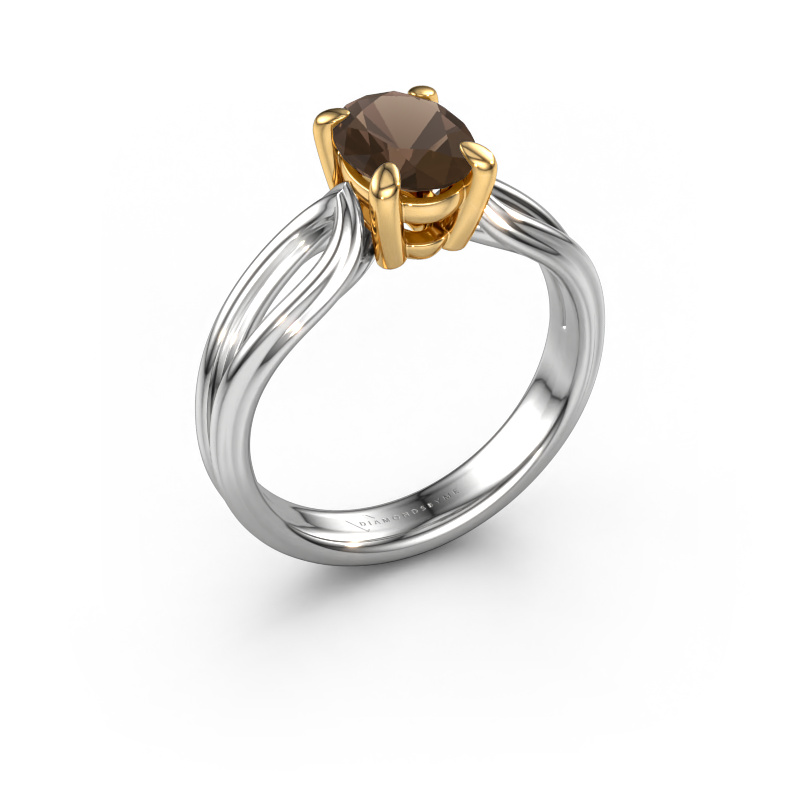 Bild von Verlobungsring Antonia ovl 1 585 Weißgold Rauchquarz 8x6 mm
