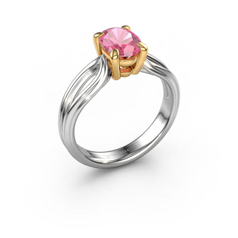 Bild von Verlobungsring Antonia ovl 1 585 Weißgold Pink Saphir 8x6 mm