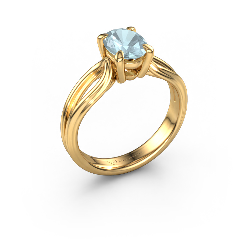Bild von Verlobungsring Antonia ovl 1 585 Gold Aquamarin 8x6 mm