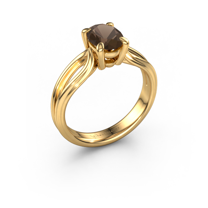 Image of Engagement ring Antonia ovl 1 585 gold Smokey quartz 8x6 mm