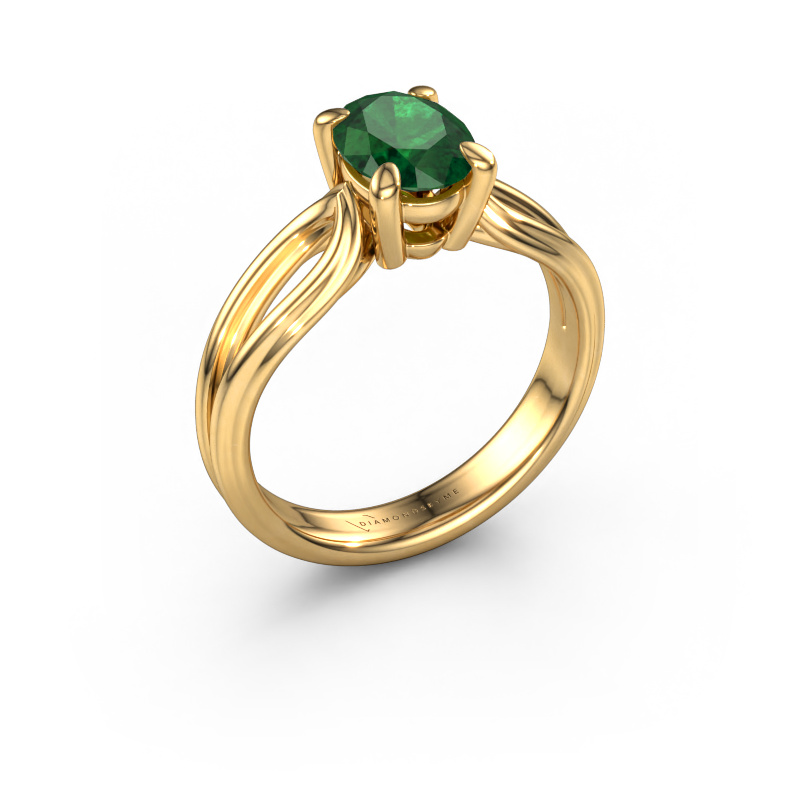 Bild von Verlobungsring Antonia ovl 1 585 Gold Smaragd 8x6 mm