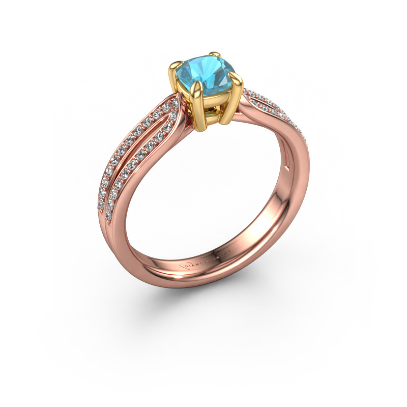 Image of Engagement ring Antonia cus 2 585 rose gold Blue topaz 5 mm