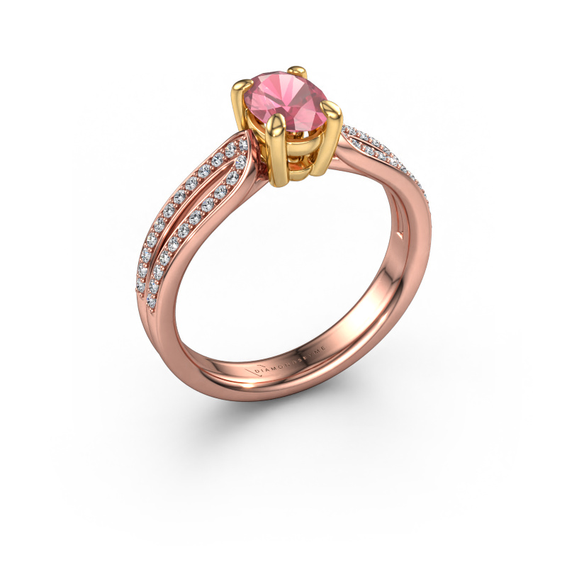 Bild von Verlobungsring Antonia ovl 2 585 Roségold Turmalin rosa 7x5 mm