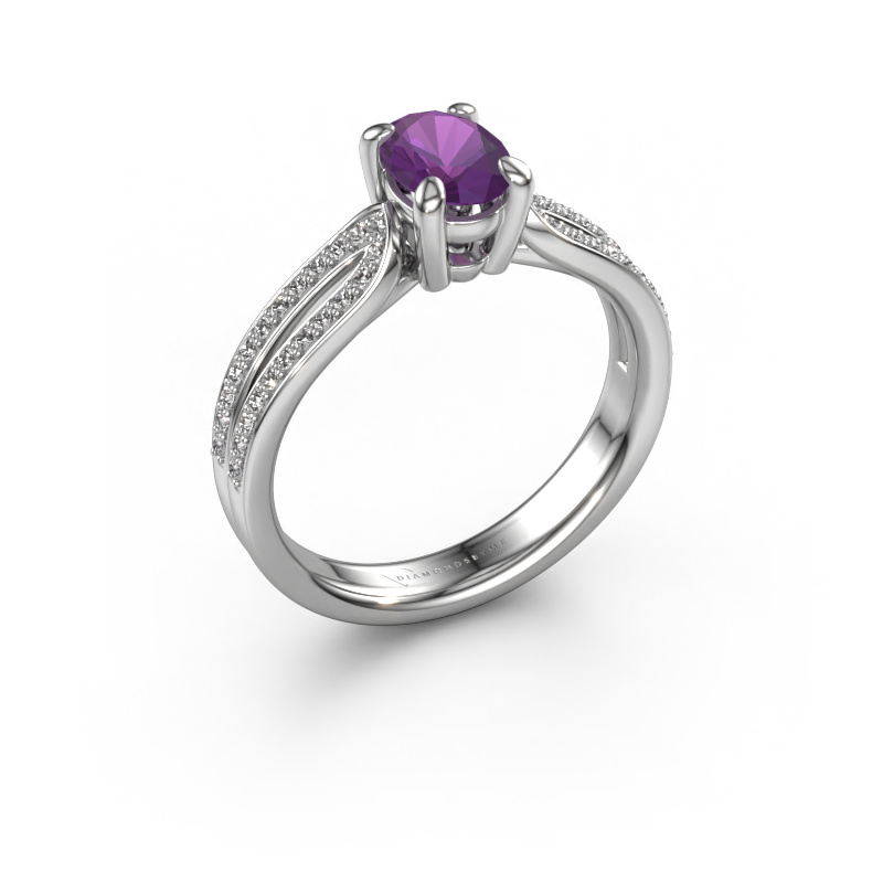 Image of Engagement ring Antonia ovl 2 950 platinum Amethyst 7x5 mm