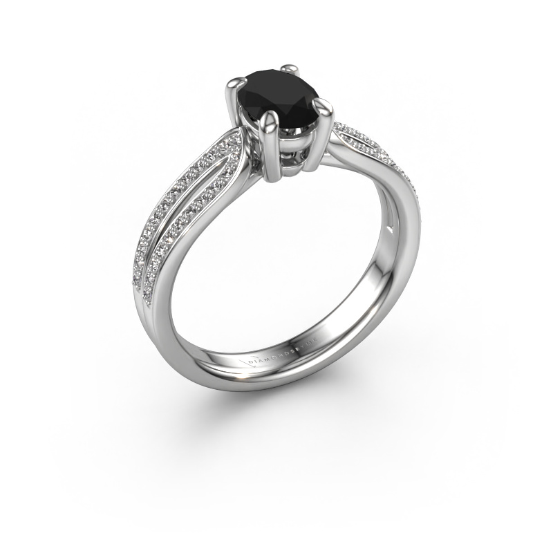 Image of Engagement ring Antonia ovl 2 950 platinum Black diamond 1.28 crt