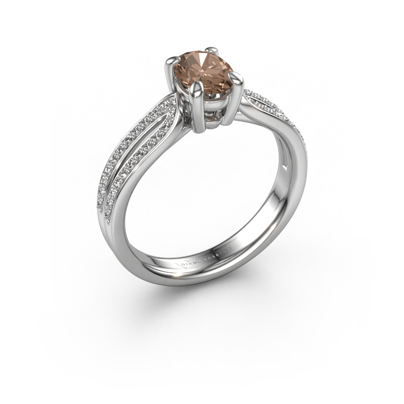 Image of Engagement ring Antonia ovl 2 950 platinum Brown diamond 0.930 crt