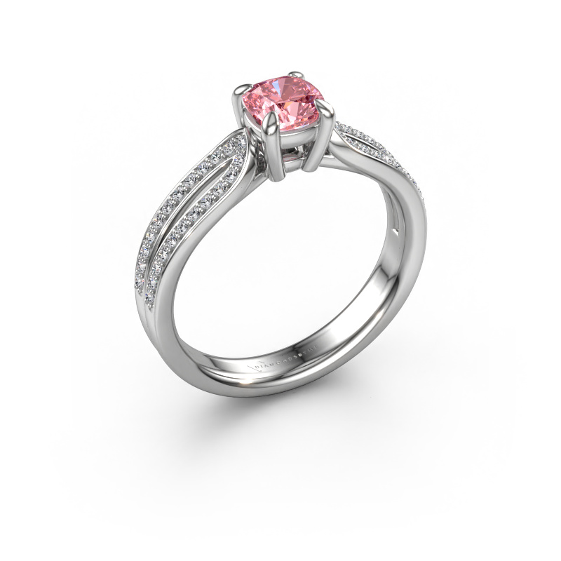 Image of Engagement ring Antonia cus 2 950 platinum Pink lab grown diamond 5 mm