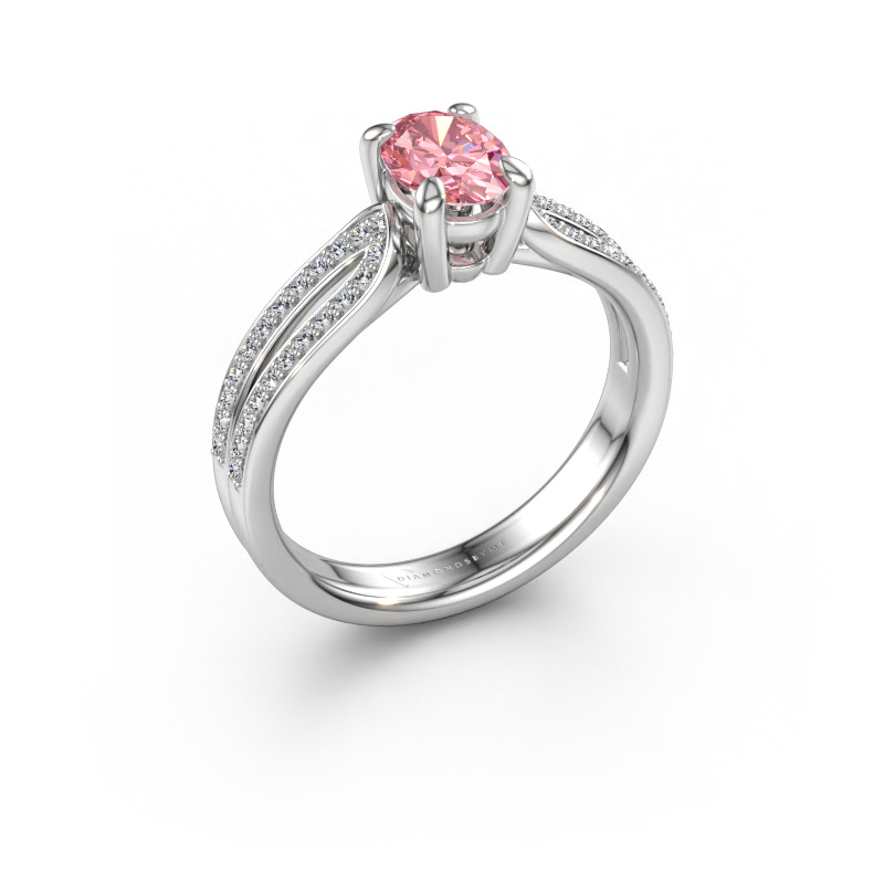 Bild av Förlovningsring Antonia ovl 2 950 platina Rosa labbodlad diamant 7x5 mm