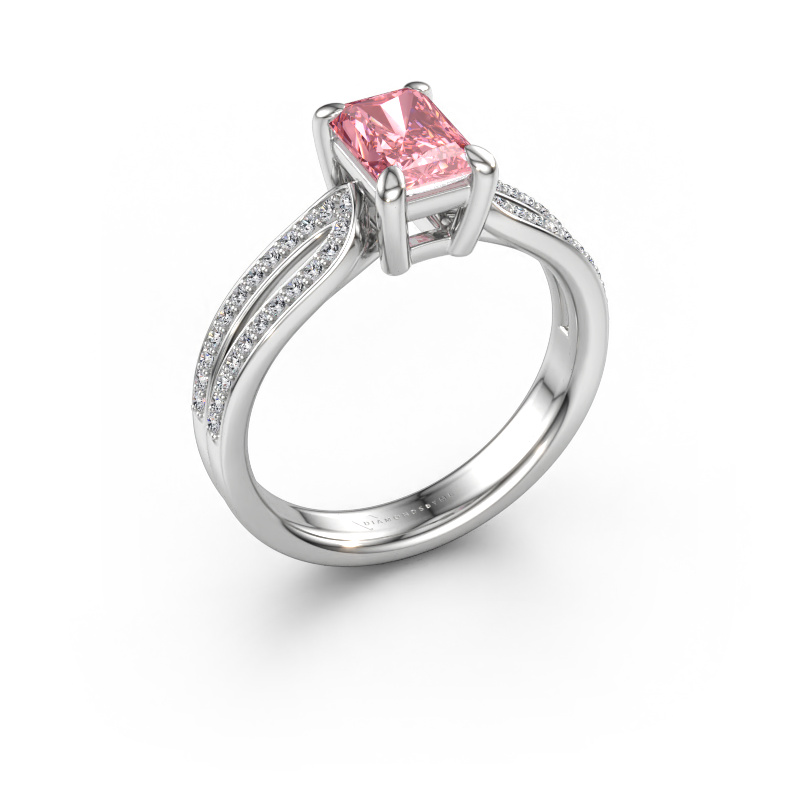 Immagine di Anello di fidanzamento Antonia rad 2 585 oro bianco Diamante lab grown rosa 7x5 mm