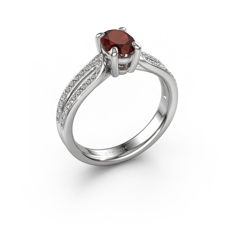 Image of Engagement ring Antonia ovl 2 950 platinum Garnet 7x5 mm