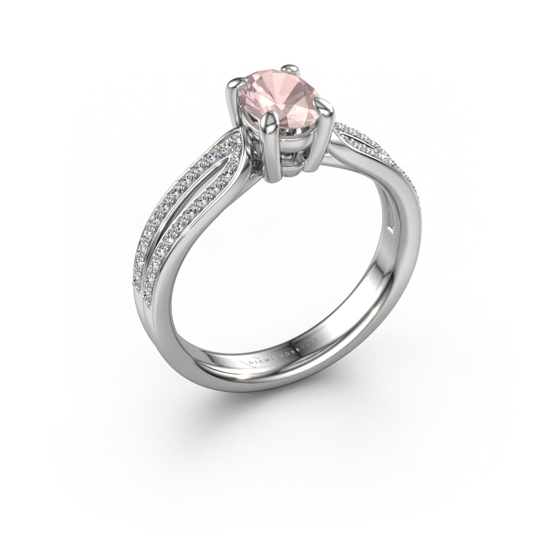 Image of Engagement ring Antonia ovl 2 950 platinum Morganite champagne 7x5 mm