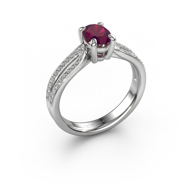Image of Engagement ring Antonia ovl 2 950 platinum Rhodolite 7x5 mm
