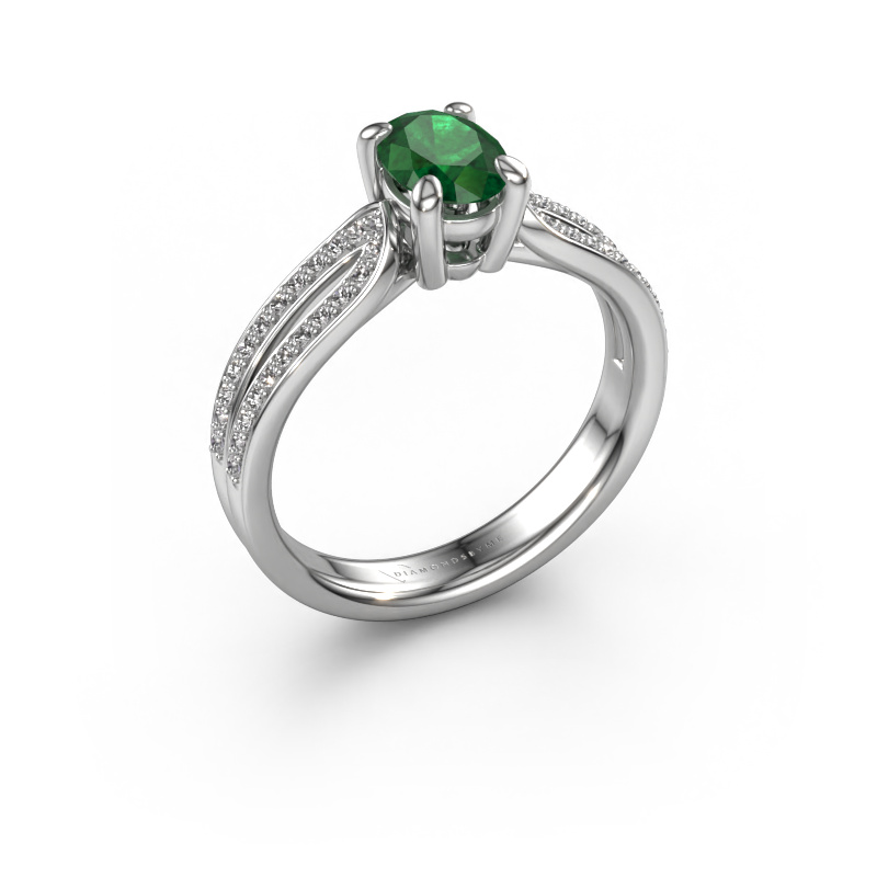 Image of Engagement ring Antonia ovl 2 950 platinum Emerald 7x5 mm