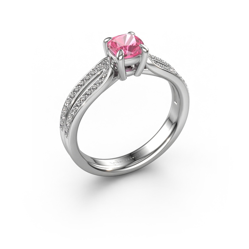 Image de Bague de fiançailles Antonia cus 2 950 platine Saphir rose 5 mm