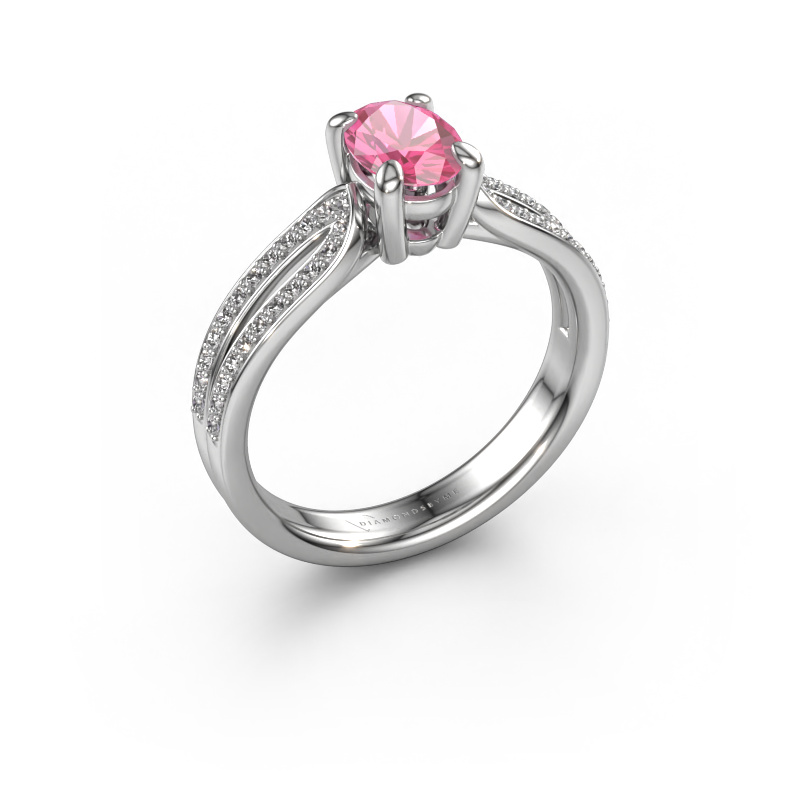 Image de Bague de fiançailles Antonia ovl 2 950 platine Saphir rose 7x5 mm