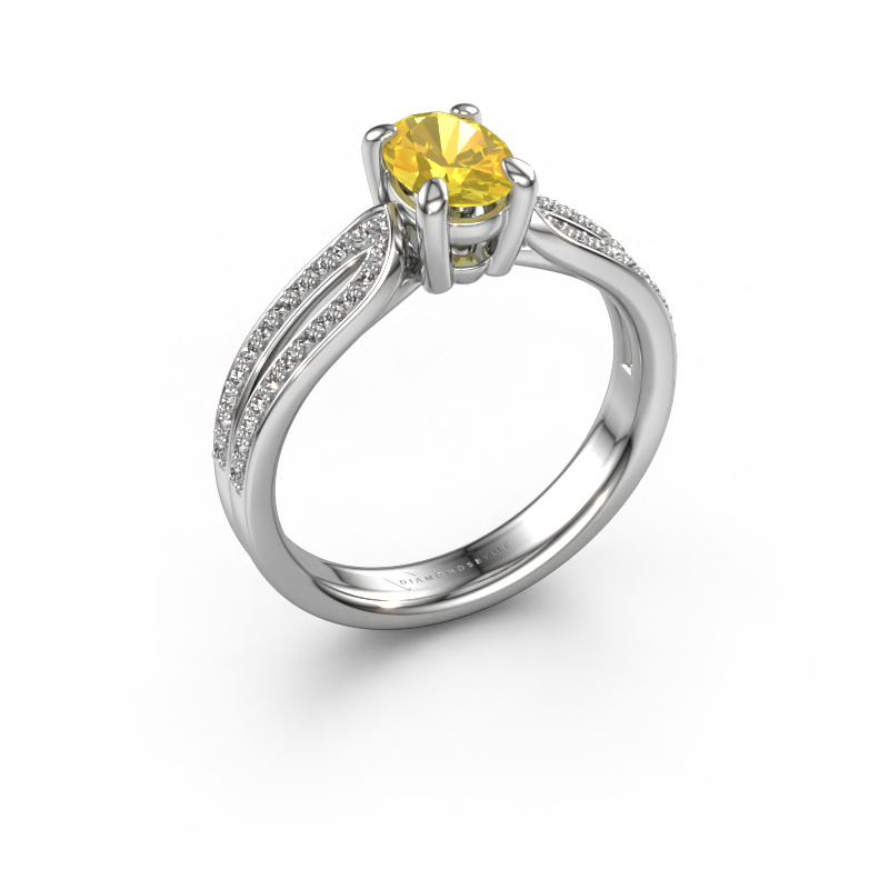 Image of Engagement ring Antonia ovl 2 950 platinum Yellow sapphire 7x5 mm
