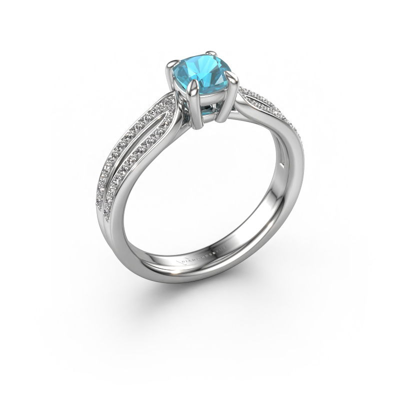 Image de Bague de fiançailles Antonia cus 2 950 platine Topaze bleue 5 mm