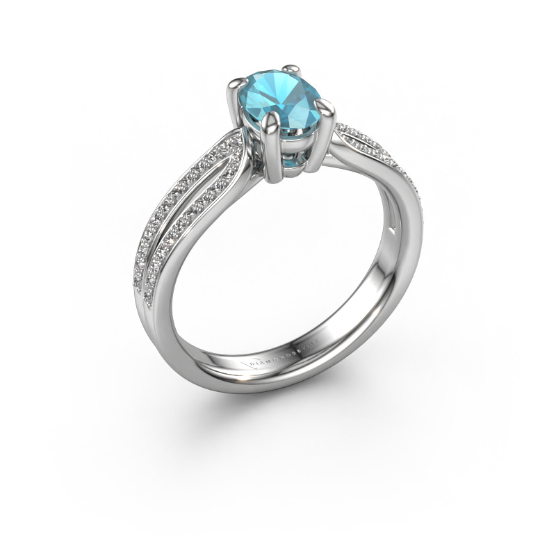 Image of Engagement ring Antonia ovl 2 950 platinum Blue topaz 7x5 mm