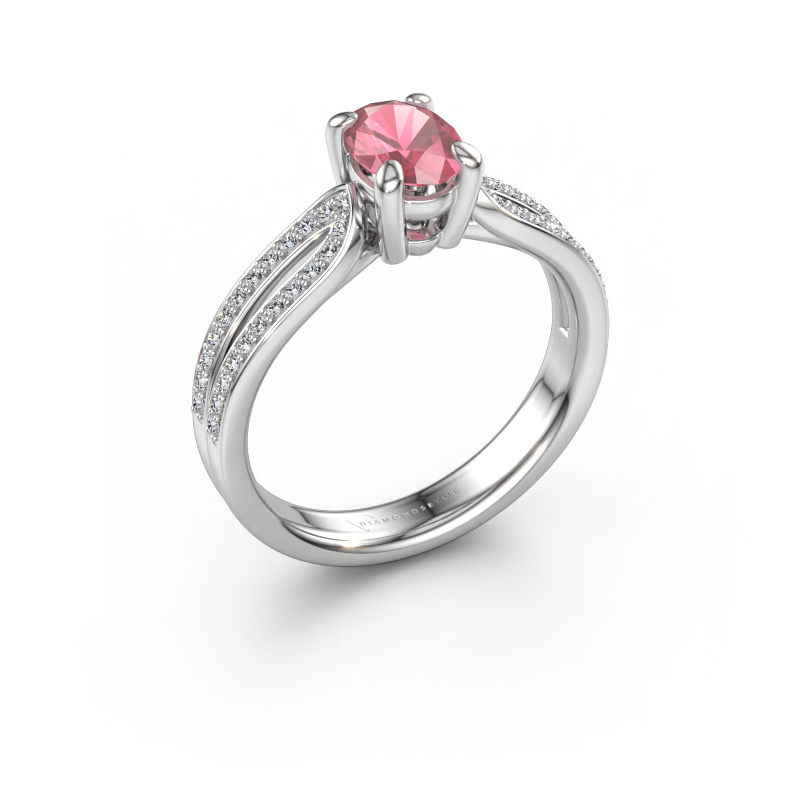 Bild av Förlovningsring Antonia ovl 2 585 vitt guld Rosa turmalin 7x5 mm
