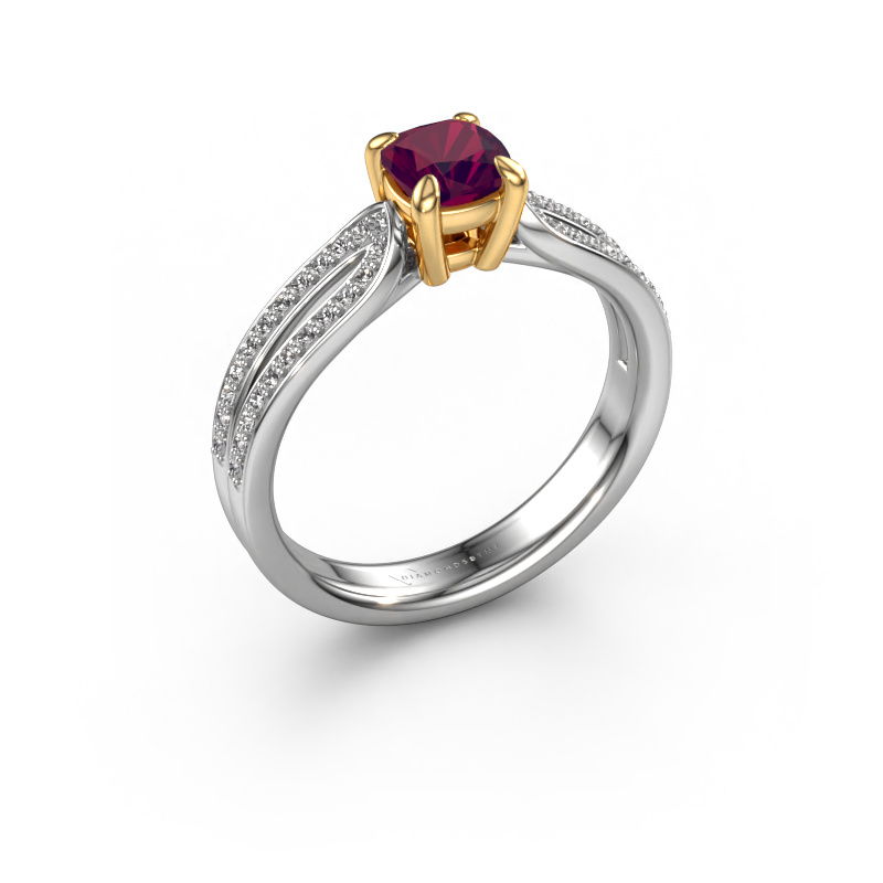 Image of Engagement ring Antonia cus 2 585 white gold Rhodolite 5 mm