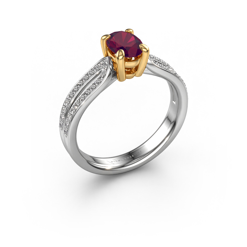 Bild von Verlobungsring Antonia ovl 2 585 Weißgold Rhodolit 7x5 mm