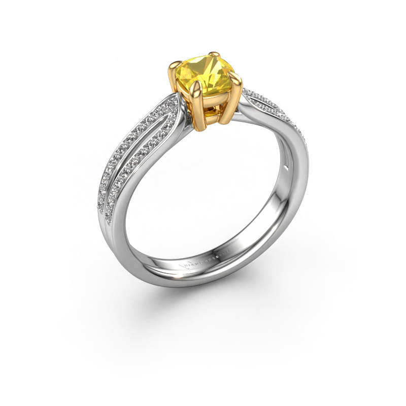 Image of Engagement ring Antonia cus 2 585 white gold Yellow sapphire 5 mm