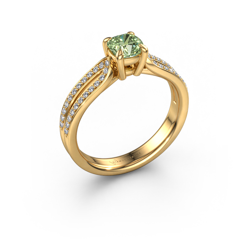 Image of Engagement ring Antonia cus 2 585 gold Green lab grown diamond 5 mm