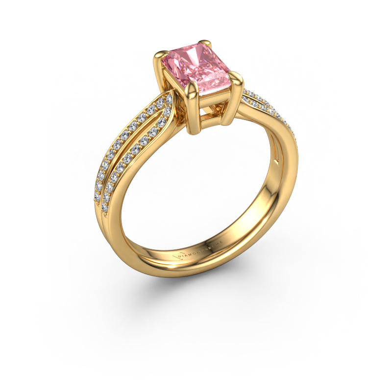 Image of Engagement ring Antonia rad 2 585 gold Pink lab grown diamond 7x5 mm