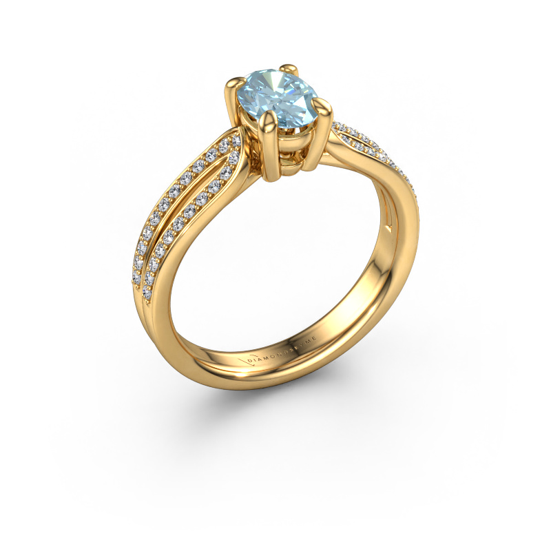 Image of Engagement ring Antonia ovl 2 585 gold Blue lab grown diamond 7x5 mm