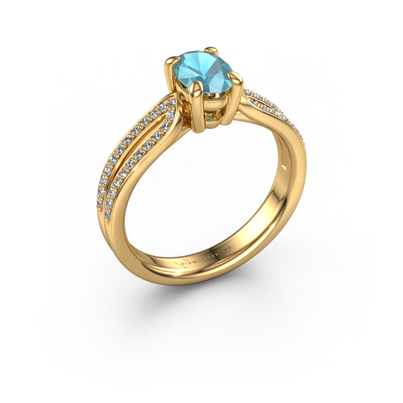 Bild von Verlobungsring Antonia ovl 2 585 Gold Blau Topas 7x5 mm