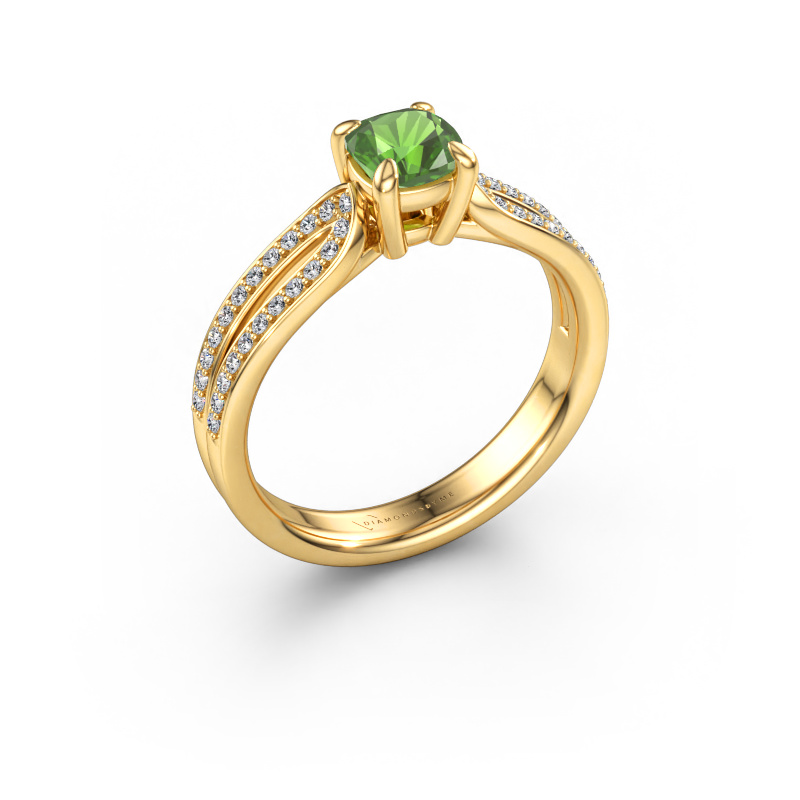 Bild von Verlobungsring Antonia cus 2 585 Gold Turmalin grün 5 mm